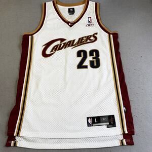 Vtg Reebok Lebron James Jersey Large +2 white Authentic NBA Basketball Cavs EUC